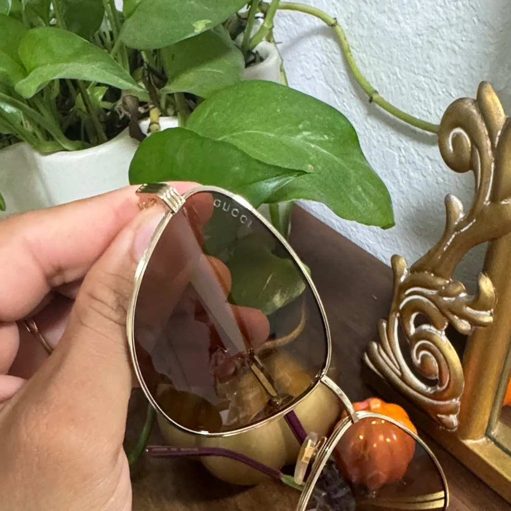 Gucci Gold Cat-Eye Sunglasses